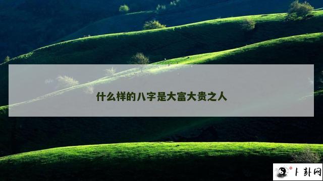 什么样的八字是大富大贵之人
